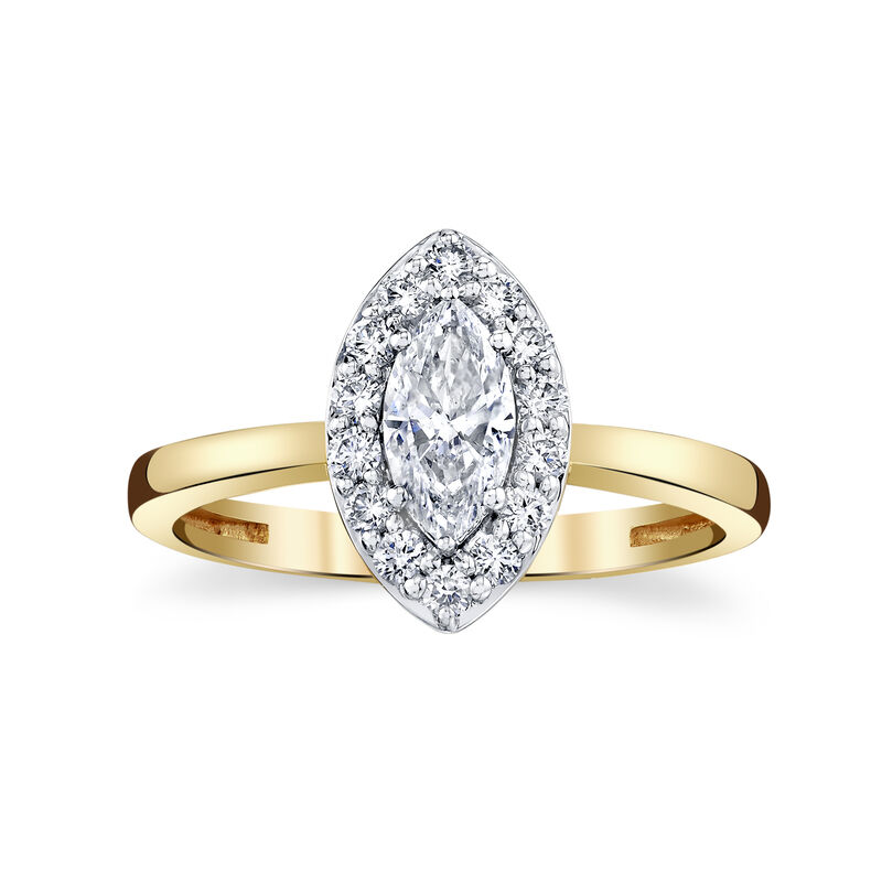 Marquise Natural Diamond Halo Engagement Ring in 14k Yellow Gold image number null